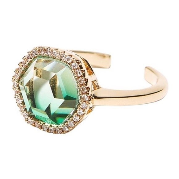 NWT Joy Dravecky Chloe Ring With Ombre Hexagon Cubic Zirconia & Gold Plated Band - Picture 1 of 6